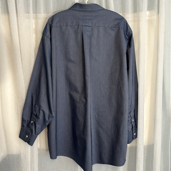 L.L. Bean mens blue denim look long sleeve button down dress shirt size 171/2-33 - Picture 5 of 7